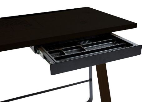 Bent Hansen Hemingway Schreibtisch mit Ladestation und Schublade L: 120 cm – Schwarz lackierte Buche/Nadelgrünes Linoleum