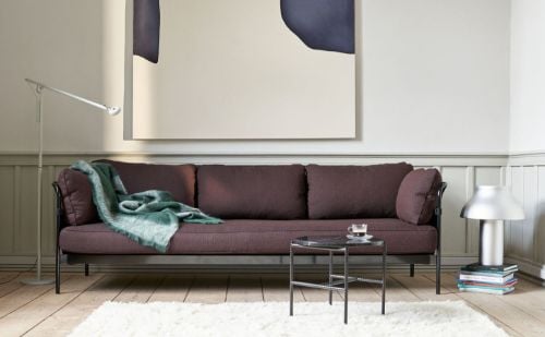 HAY Can 3-Sitzer L: 247 cm – Olavi von Hay 14 / Schwarzer Stahl / Naturleinwand