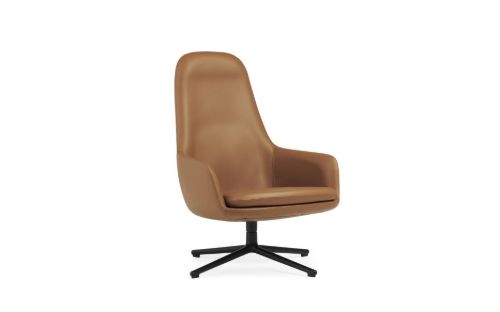 Normann Copenhagen Era Lounge Chair Hochdrehbar Schwarz Alu SH: 40 cm - Ultra Leder / Brandy 41574