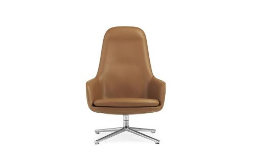 Normann Copenhagen Era Lounge Chair High Swivel Alu SH: 40 cm - Ultra Leather / Brandy 41574