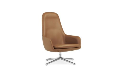 Normann Copenhagen Era Lounge Chair High Swivel Alu SH: 40 cm – Ultra Leather / Brandy 41574