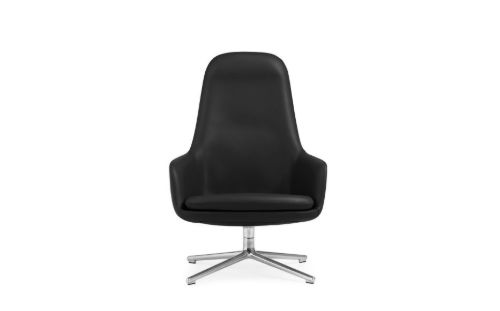 Normann Copenhagen Era Lounge Chair High Swivel Alu SH: 40 cm - Ultra Leather / Black 41599