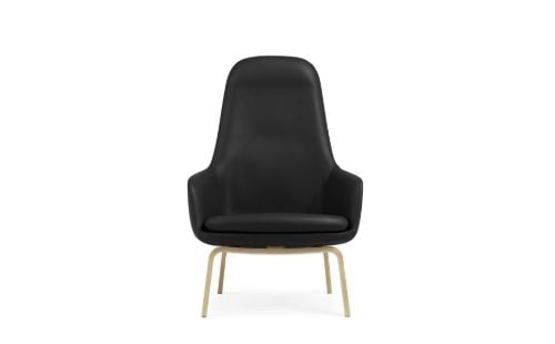 Normann Copenhagen Era Lounge Chair High Oak SH: 40 cm - Ultra Leather / Black 41599