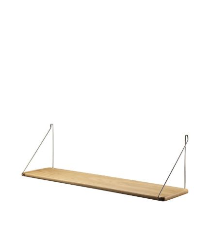 FDB Møbler B145 Regal mit Befestigung Ejvind Johansson 20x90 cm – Lackiertes Eichenfurnier/Natur/Gebürsteter Edelstahl