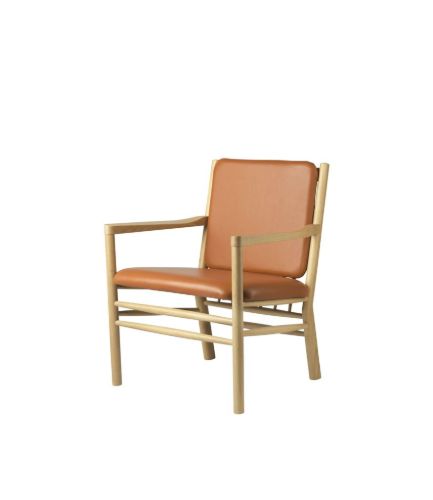 FDB Møbler J147 Sessel Erik Ole Jørgensen SH: 40,9 cm – Eiche Natur/Leder Cognac