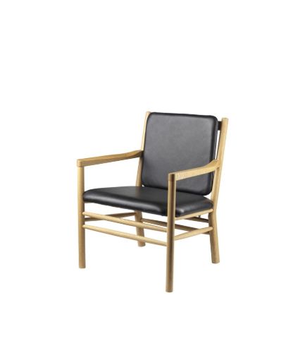 FDB Møbler J147 Sessel Erik Ole Jørgensen SH: 40,9 cm – Eiche Natur/Leder Schwarz