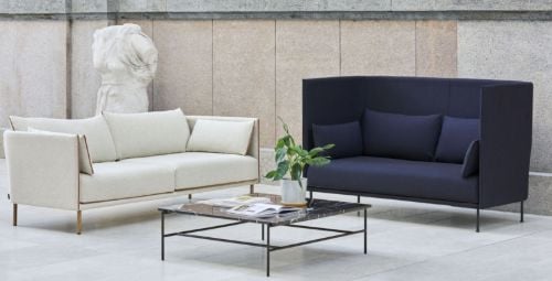 HAY Silhouette 2-Personen-Sofa mit hoher Rückenlehne, Mono – Remix 783 / Schwarz pulverbeschichteter Stahl
