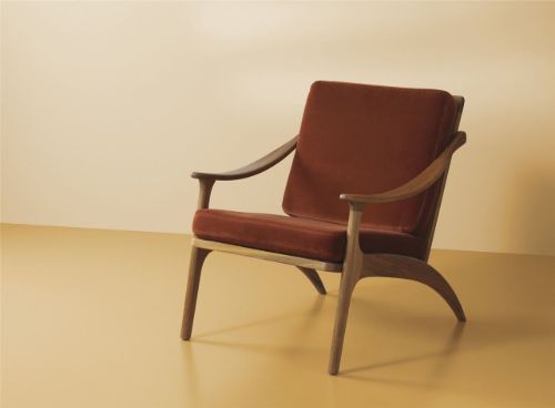 Warm Nordic Lean Back Lounge Chair SH: 41 cm – Teak/Ziegelrot
