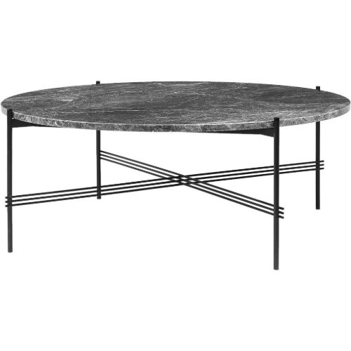 GUBI TS Coffee Table Ø: 105 cm - Black Base/Grey Emperador Marble