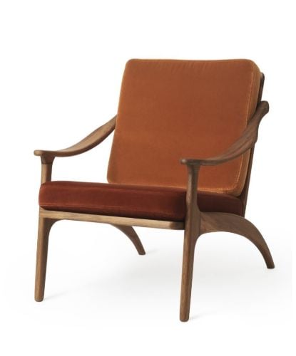 Warm Nordic Lean Back Lounge Chair SH: 41 cm - Teak/Rusty/Brick
