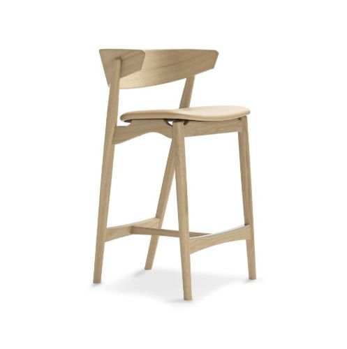 Sibast Furniture No 7 Bar Stool SH: 65 cm - Soap Oak / Spectrum Honey Leather