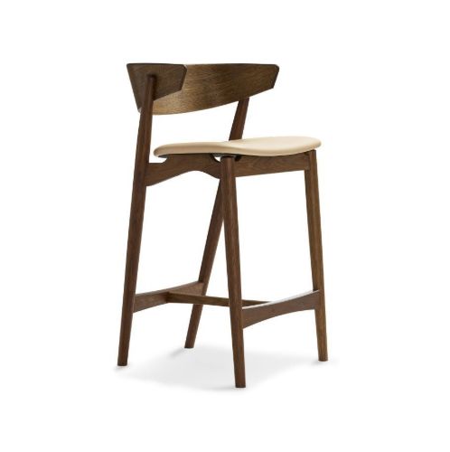 Sibast Furniture No 7 Bar Stool SH: 65 cm - Smoked Oak / Spectrum Honey Leather