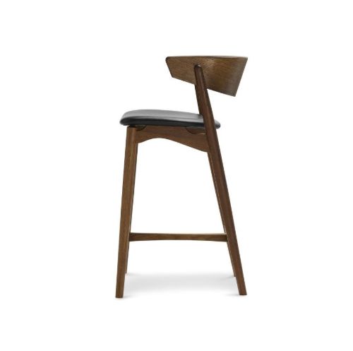 Sibast Furniture No 7 Barhocker SH: 65 cm – Räuchereiche / Schwarzes Leder