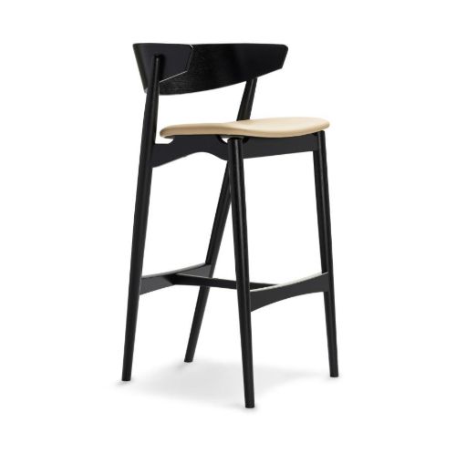 Sibast Furniture No 7 Bar Stool SH: 75 cm - Black Oak / Spectrum Honey Leather