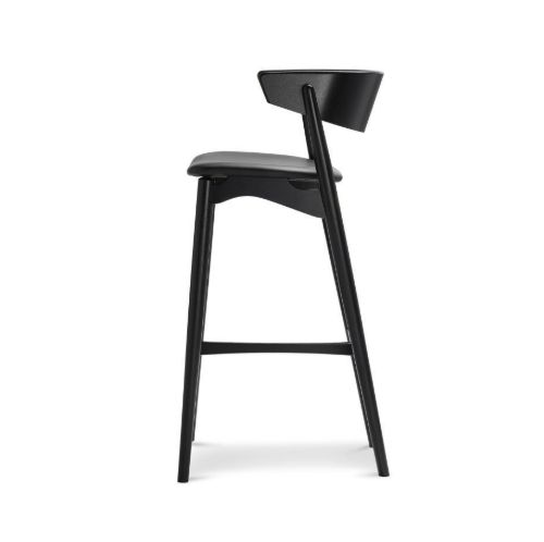 Sibast Furniture No 7 Barhocker SH: 75 cm – Schwarze Eiche / Schwarzes Leder