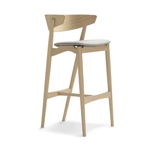 Sibast Furniture No 7 Bar Stool SH: 75 cm - Soap Oak / Remix 123 Light Grey