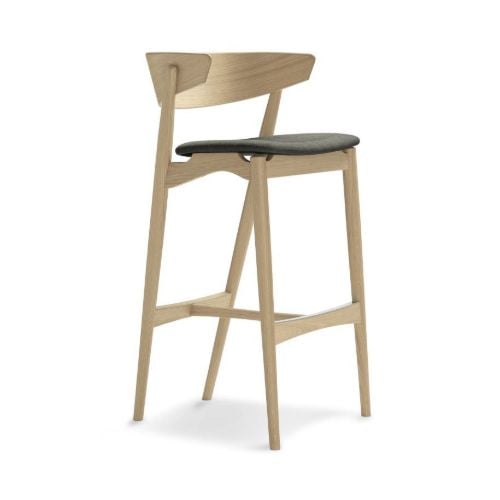 Sibast Furniture No 7 Bar Stool SH: 75 cm - White Oil Oak / Remix 133 Dark Grey