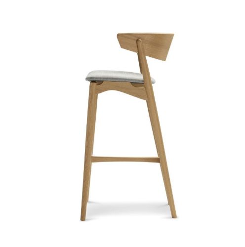 Sibast Furniture No 7 Barhocker SH: 75 cm – Weiß pigmentierte lackierte Eiche / Remix 123 Hellgrau