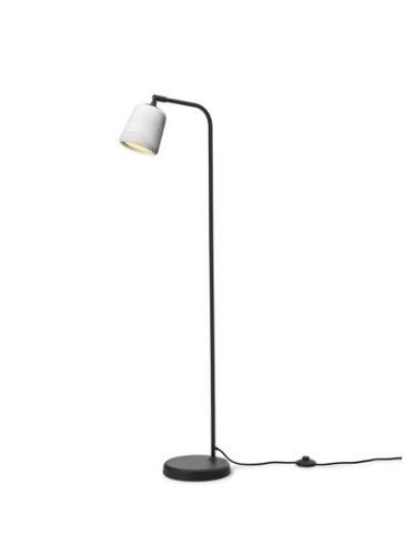 New Works Material Floor Lamp H: 125 cm - White marble/Black Base