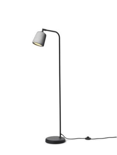 New Works Material Floor Lamp H: 125 cm - Light Grey Concrete/Black Base