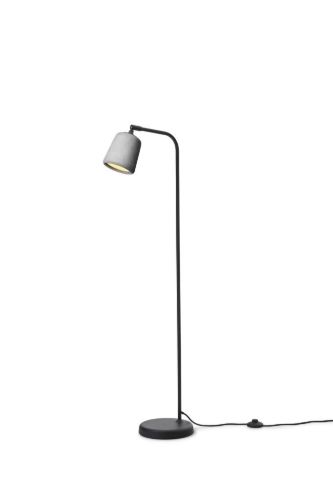New Works Material Stehleuchte H: 125 cm – Hellgrauer Beton/Schwarzer Sockel