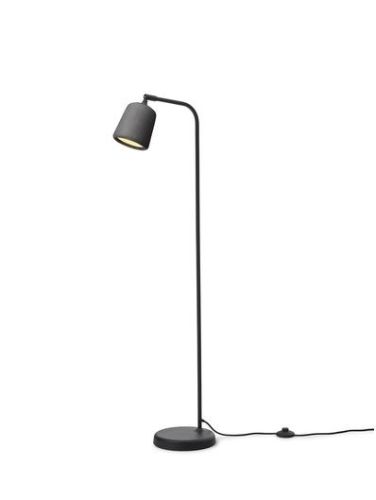 New Works Material Floor Lamp H: 125 cm - Dark Grey Concrete/Black base