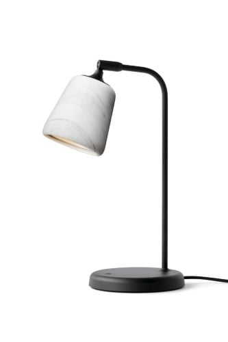 New Works Material Table Lamp H: 45 cm - White Marble/Black base