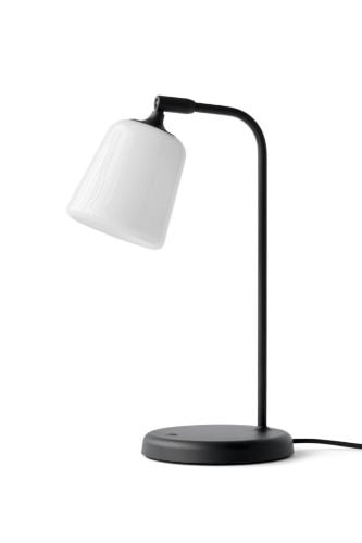 New Works Material Table Lamp H: 45 cm - White Opal/Black base
