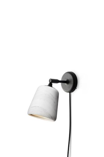 New Works Material Wall Lamp - White Marble/Black base