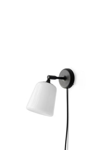 New Works Material Wall Lamp - White Opal/Black base