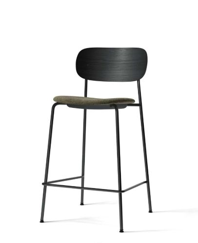 Audo Copenhagen Co Counter Chair Veneer Seat Upholstered SH: 68,5 cm - Black Oak/Moss 001