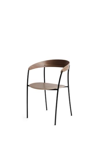 New Works Missing Sessel SH: 46 cm – Walnuss/Schwarz