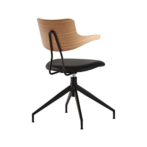 Vermund VL119 Esszimmerstuhl SH: 46 cm – Gestell schwarz/geölte Eiche/schwarzes Sierra-Leder