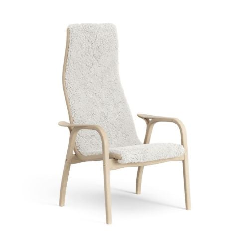 Swedese Lamini Børnestol SH: 32 cm - Lakeret Bøg/Fåreskind Hvid