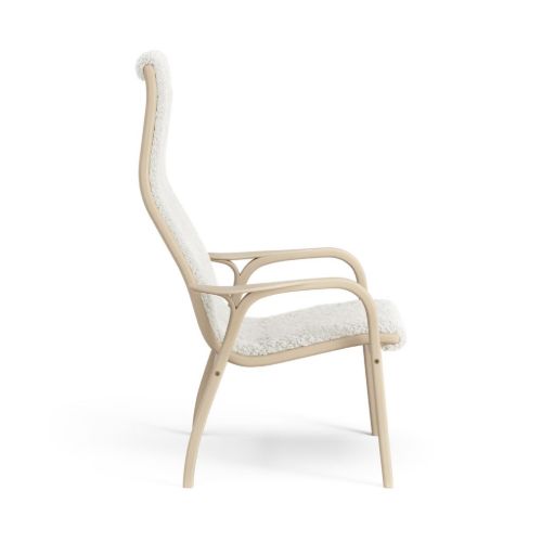 Swedese Lamini Kinderstuhl SH: 32 cm - Lackierte Buche/Schaffell Weiß