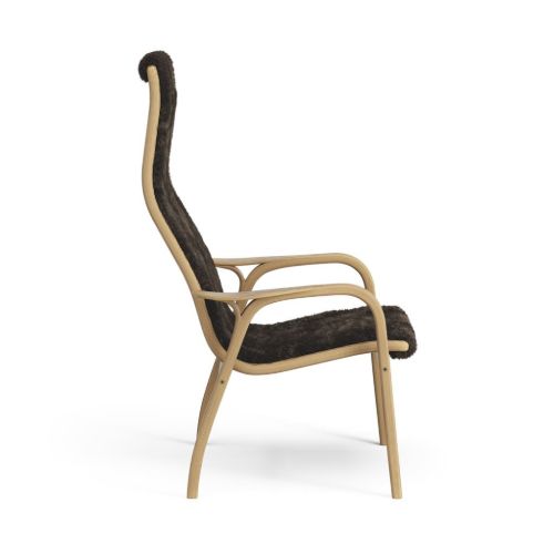 Swedese Lamini Kinderstuhl SH: 32 cm - Geölte Eiche/Schaffell Espresso