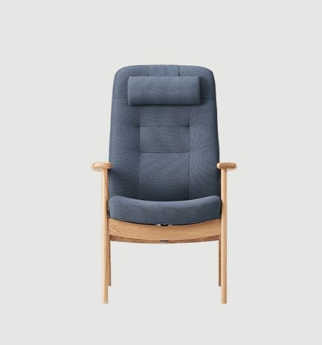 Farstrup Plus 5920 Lænestol SH: 47 cm - Eg/Støvet Blå - Cura 66160