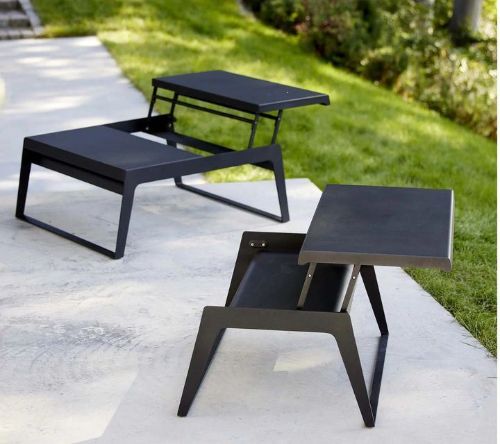 Cane-line Outdoor-Chill-Out-Couchtisch mit zwei Höhen – Lavagrau