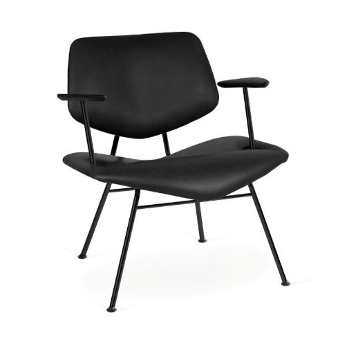 Vermund Larsen VL135 Cosy Loungestol m. armlæn SH: 40 cm - Sierra Sort/Sort Pulverlak