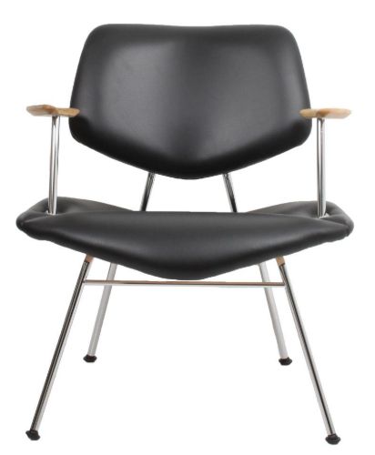 Vermund Larsen VL135 Cozy Lounge Sessel mit Armlehnen SH: 40 cm – Sierra Schwarz/Chrom