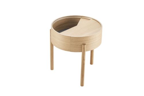 Woud Arc Beistelltisch Ø: 42 cm – weiß pigmentierte lackierte Eiche