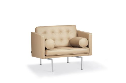 DUX Ritzy Sessel SH: 42 cm – Chrom/Naturperle