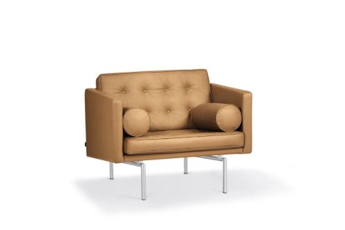 DUX Ritzy Sessel SH: 42 cm – Chrom/Naturkamel