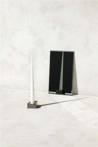 STOFF Nagel Reflect Kerzenhalter Groß D: 5,5 cm - Schwarz/Chrom