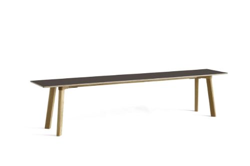 HAY CPH Deux 215 Bench 200x35x45 cm - Lacquered Solid Oak/Stone Grey Laminate
