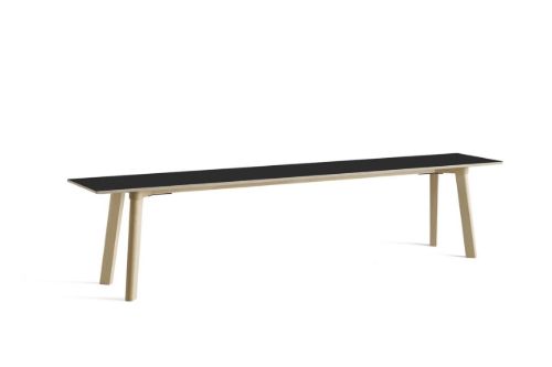 HAY CPH Deux 215 Bench 200x35x45 cm - Untreated Solid Beech/Ink Black Laminate