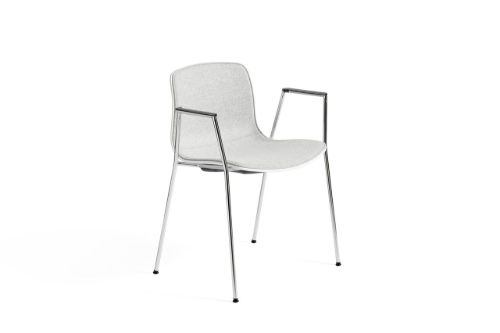 HAY AAC 18 About A Chair Front Upholstery SH: 46 cm - Chromed Steel/White/Divina Melange 120