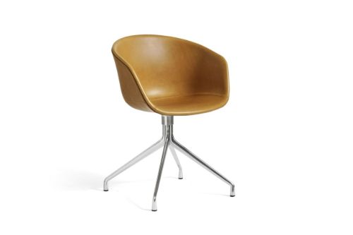 HAY AAC 21 About A Chair SH: 46 cm - Polished Aluminium/Sense Cognac