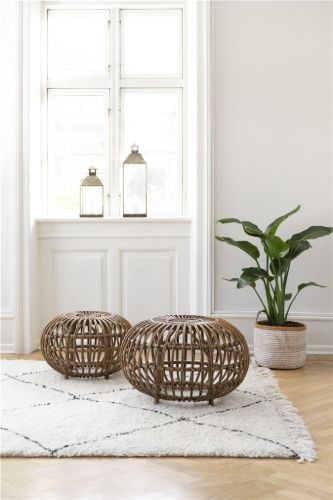 Sika-Design Ottomane Ø: 65 cm – Antik poliert