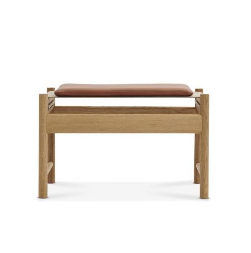 Brdr. Krüger HB Hocker H: 40 cm – Geölte Eiche/cognacfarbenes Leder